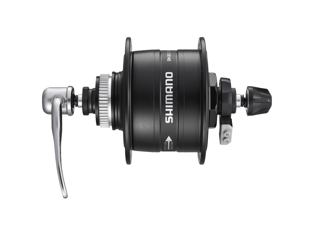 Dynamo Fornav   Sort   Dh 3d72as 6v 3,0w   Med Quick Release fra Shimano