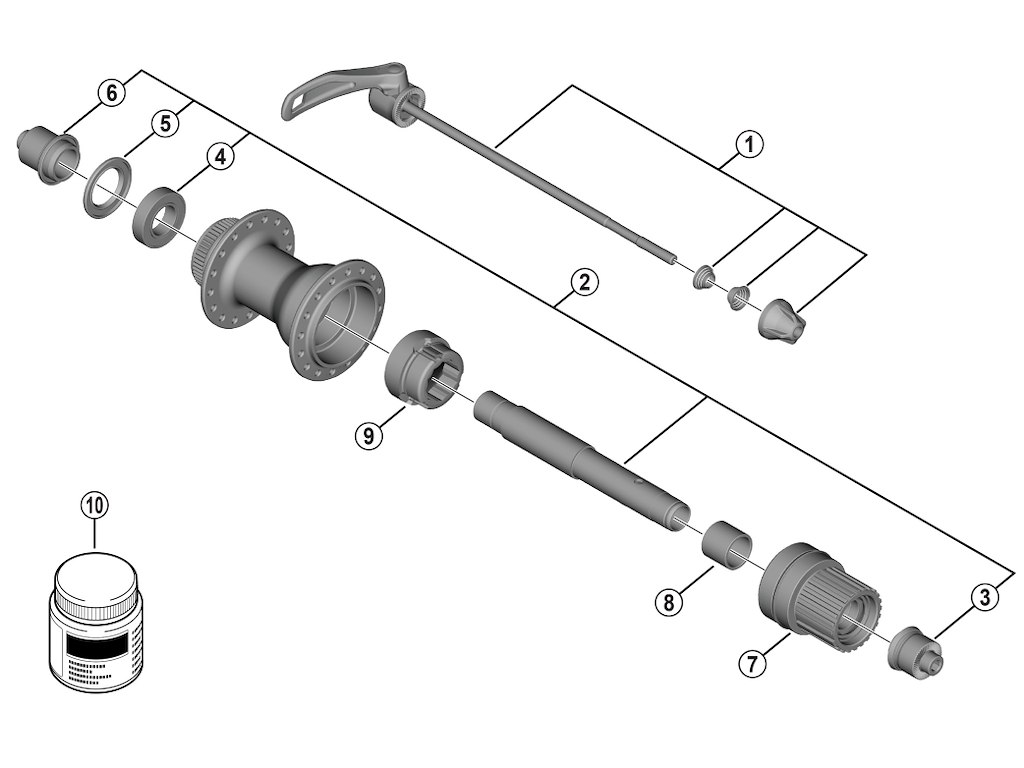 Aksel Komplet Til Bagnav Model Fh Qc500 Ms B fra Shimano