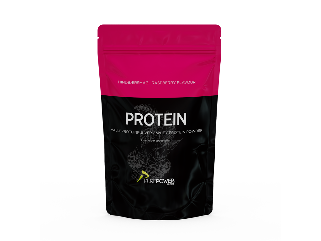 Proteinpulver   Valleproteindrik   Hindbær 400 G fra Purepower
