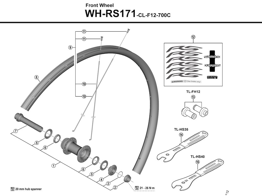 Eger 290mm Lang Til Forhjul Model Wh Rs171 Cl F12 700c fra Shimano