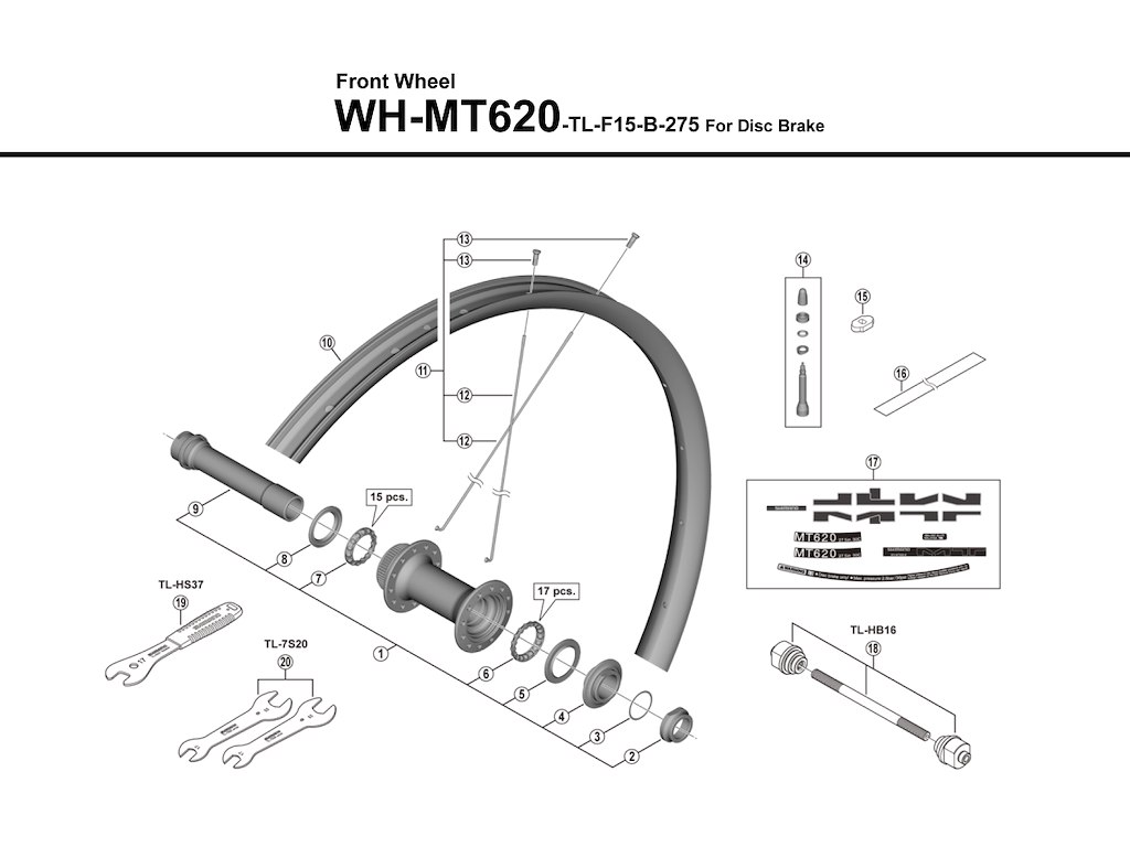 Eger 273mm Lang Til Forhjul Model Wh Mt620 Tl F15 B 275 fra Shimano