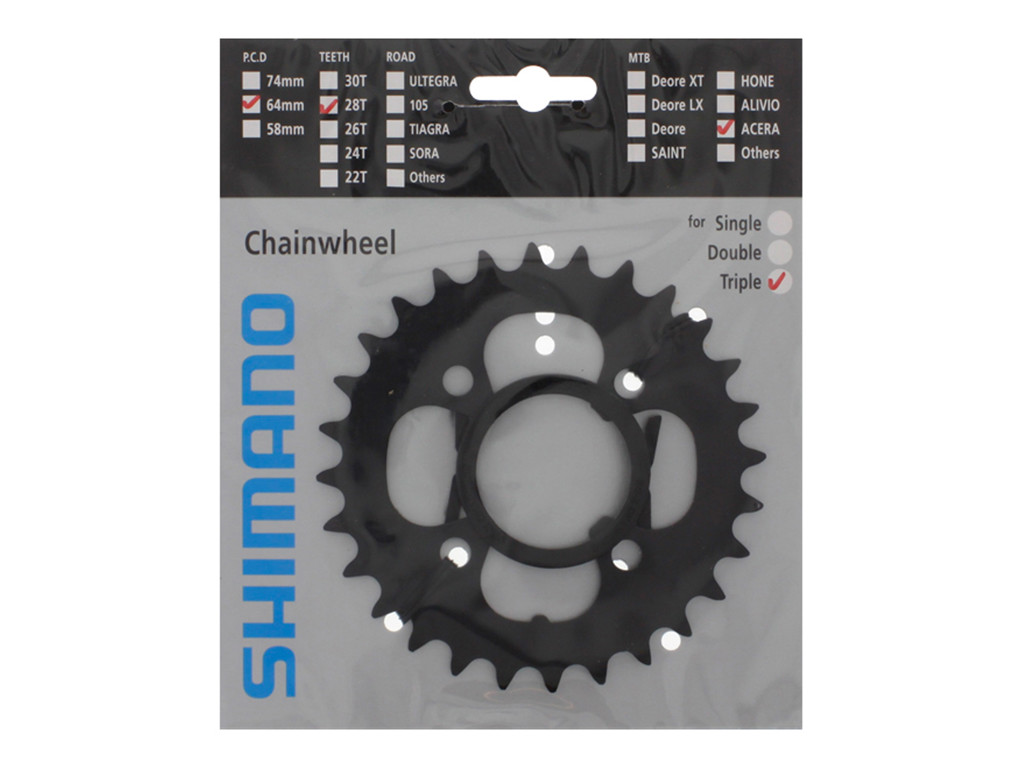 Acera   28 Tands Klinge Mtb   Bcd64   Sort   Fc M361 fra Shimano