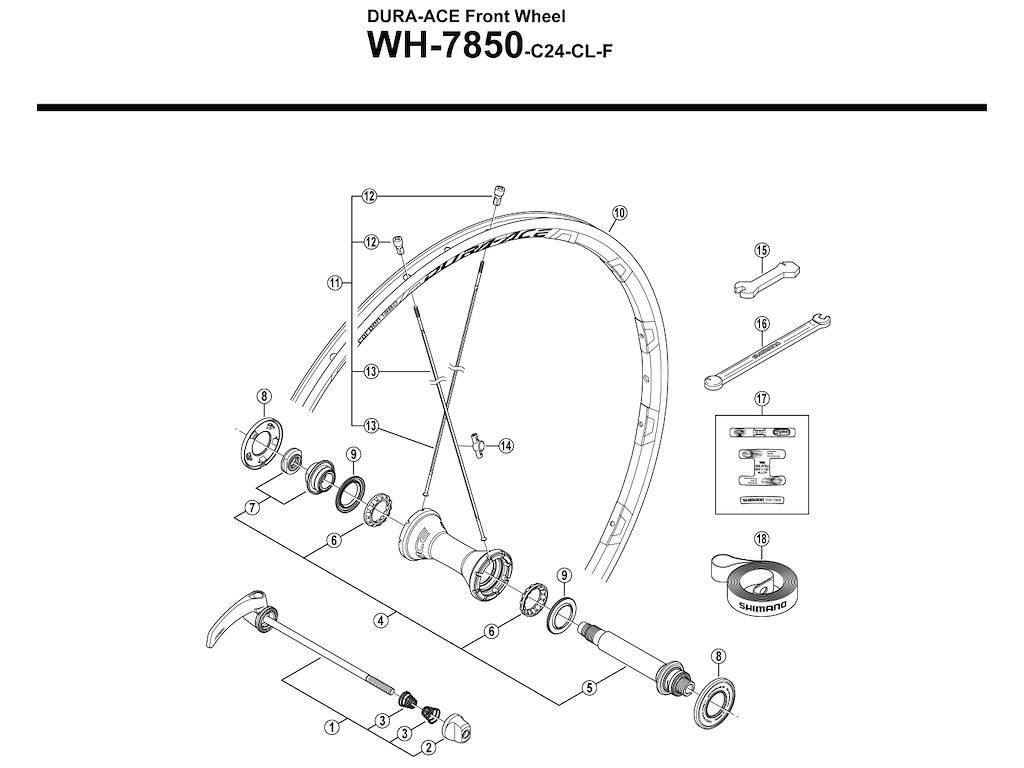 Eger Til Forhjul Model Wh 7850   283mm Lang fra Shimano