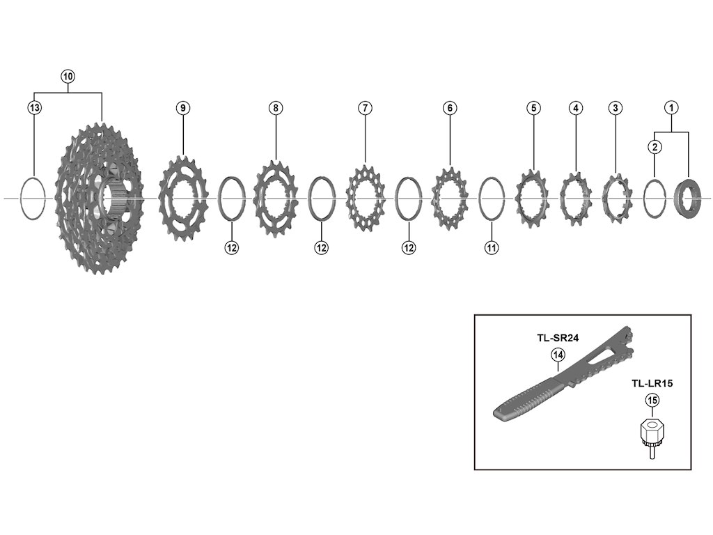 105 Lock Ring Og Skive Til Kassette Model Cs R7101 12 Gear fra Shimano