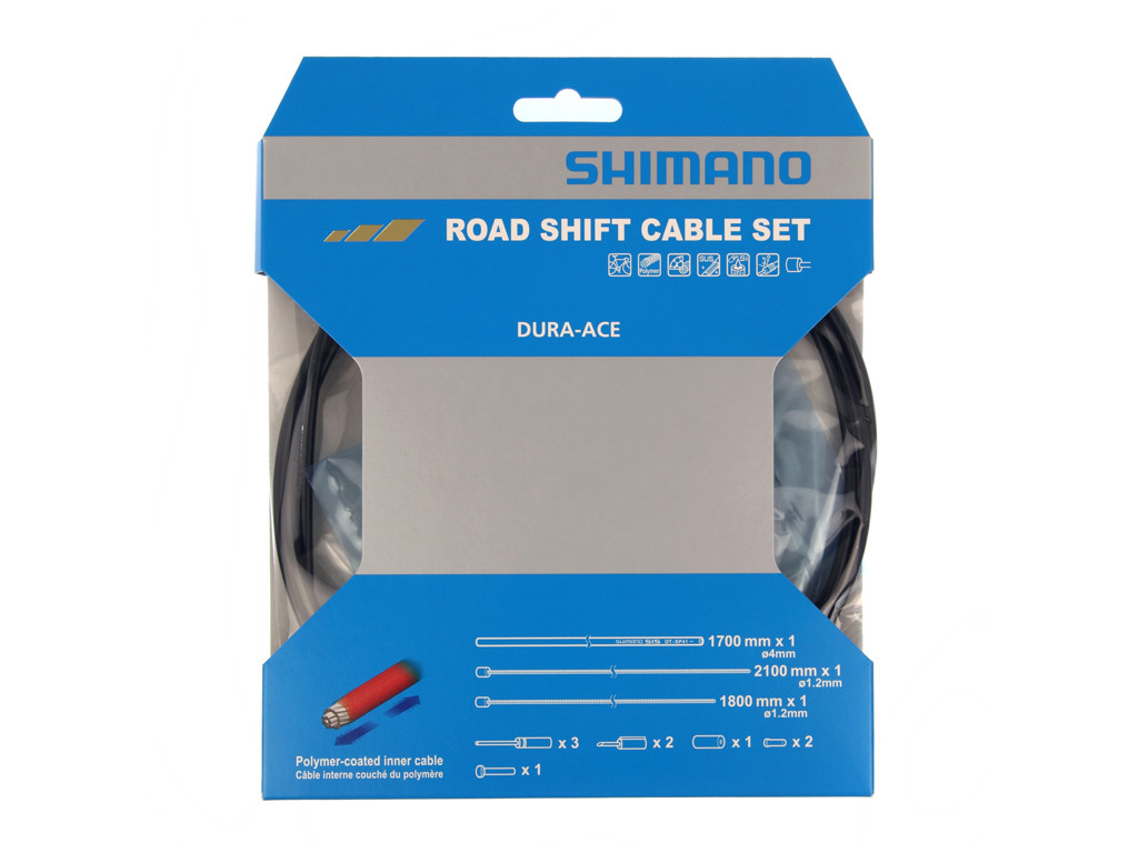 Dura Ace Gearkabelsæt   Road Polymer   For Og Bagskifter Kabel Komplet   Sort fra Shimano