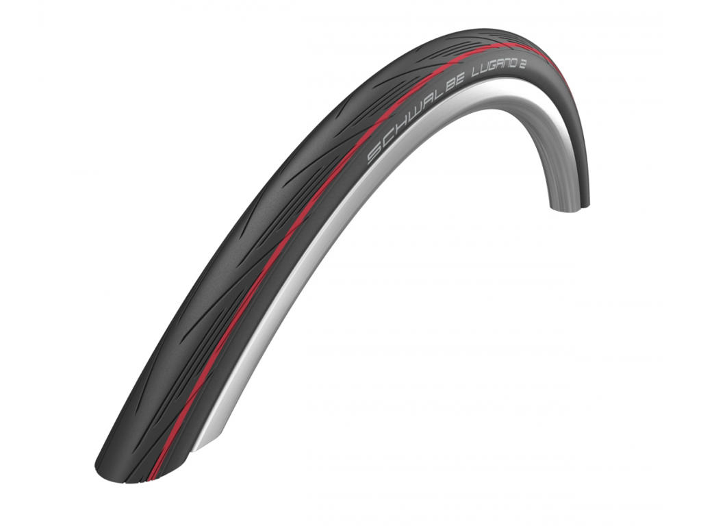 Lugano Ii   K Guard Foldedæk   700x25c (25 622) Sort Rød fra Schwalbe