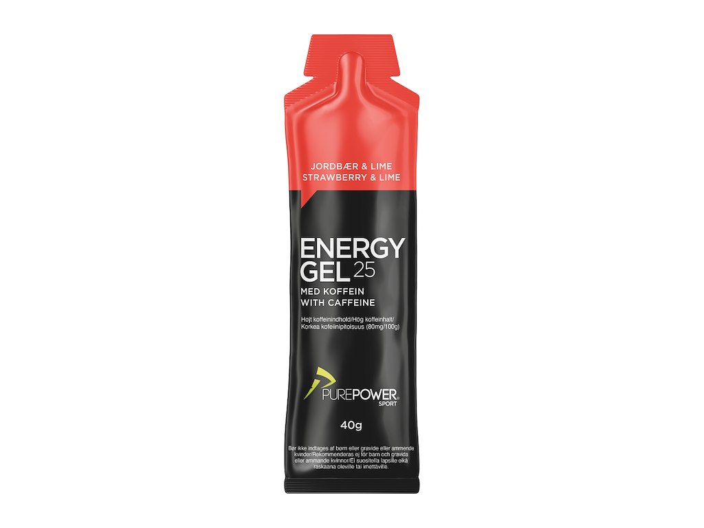 Energy Gel   Jordbær Lime Med 32 Mg Koffein   40 Gram fra Purepower