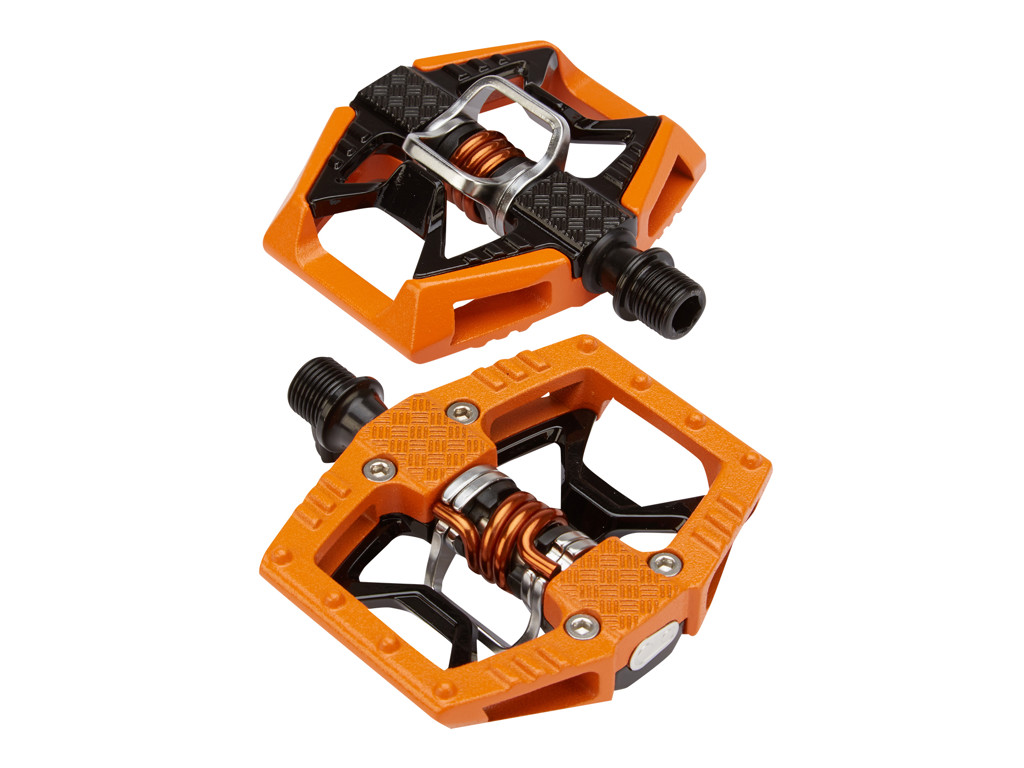 Double Shot   Mtb Kombipedal   Orange Sort Sølv fra Crankbrothers