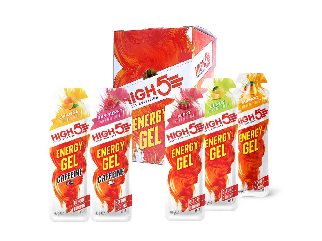 Energygel   Kasse Med 20 Stk.    4 X 5 Forskellige Smagsvarianter fra High5