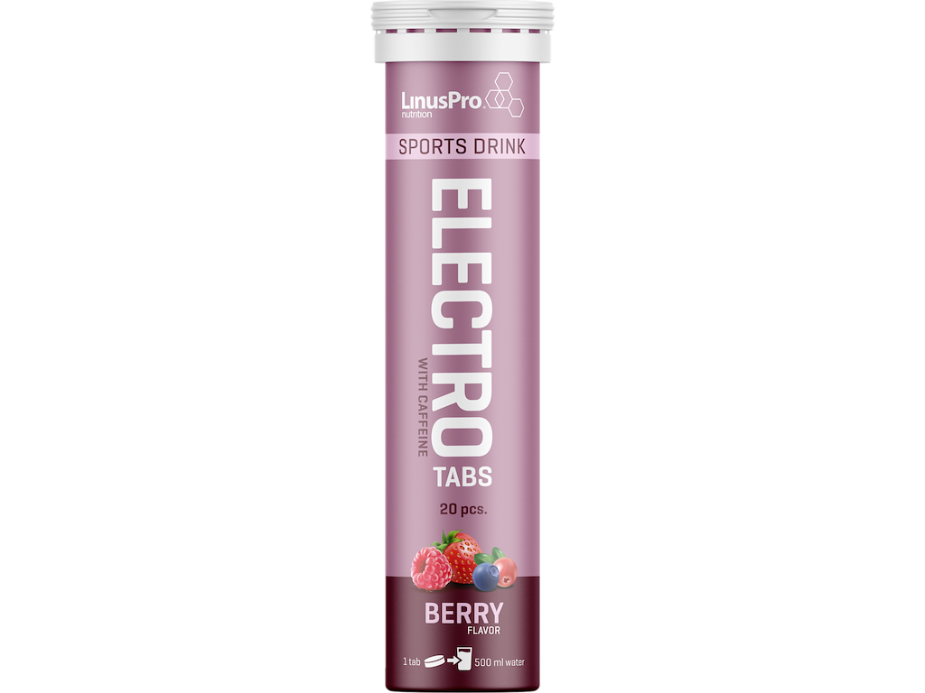 Elektrolyt Tabs   Berry Med Koffein   20 Tabs fra Linuspro