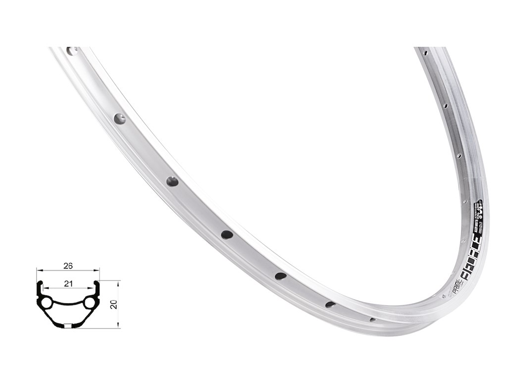 Prime Fælg 700c (622x21) Aluminium  36 Eger Huller   Fælgbremse   Sølv fra Force