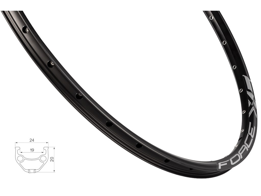 Xc Basic Fælg 26"(559x19) Aluminium 32 Eger Huller   Skivebremse   Sort fra Force
