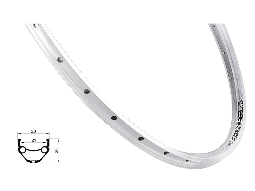 Prime Fælg 700c (622x21) Aluminium  32 Eger Huller   Fælgbremse   Sølv fra Force
