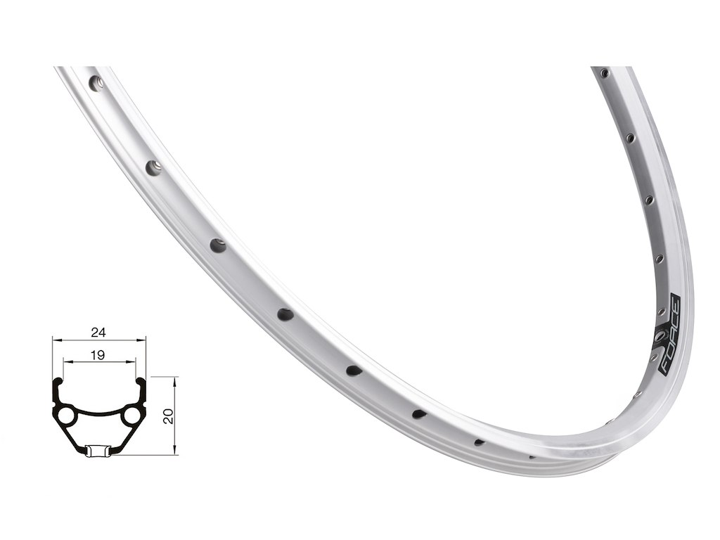 Classic Fælg 28" (622x19) Aluminium  36 Eger Huller   Fælgbremse   Sølv fra Force
