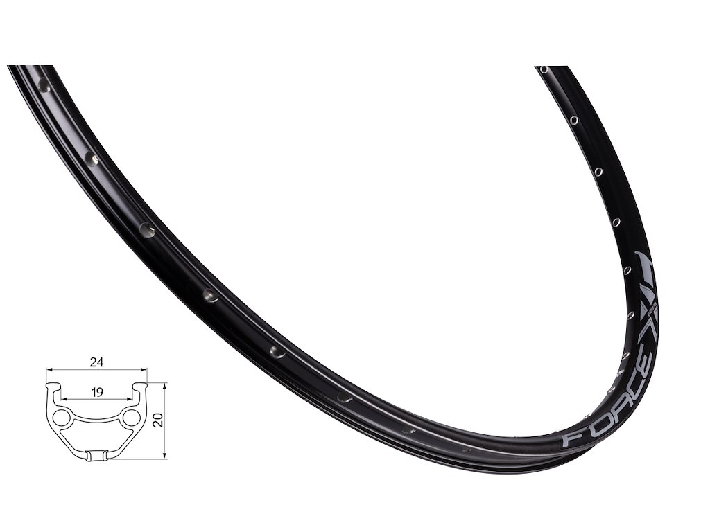 Xc Basic Fælg 29"(622x19) Aluminium 32 Eger Huller   Skivebremse   Sort fra Force