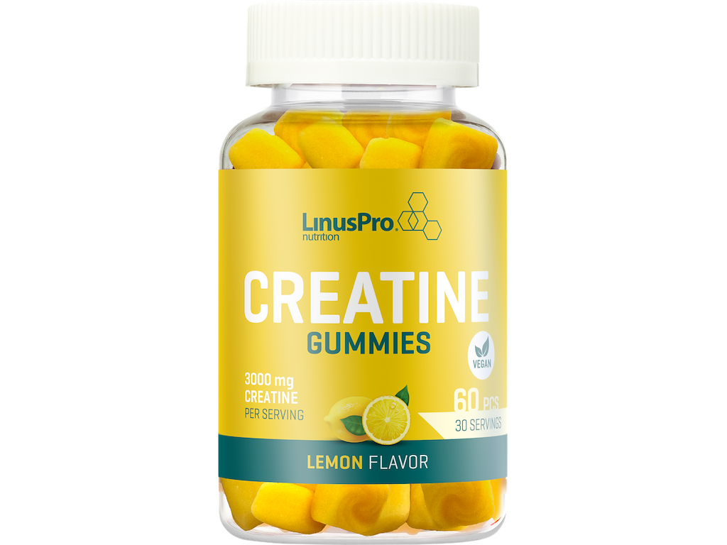 Kreatin Vingummi   Lemon   60 Tabs fra Linuspro