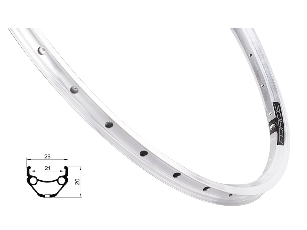 Prime Fælg 26" (559x21) Aluminium  36 Eger Huller   Fælgbremse   Sølv fra Force