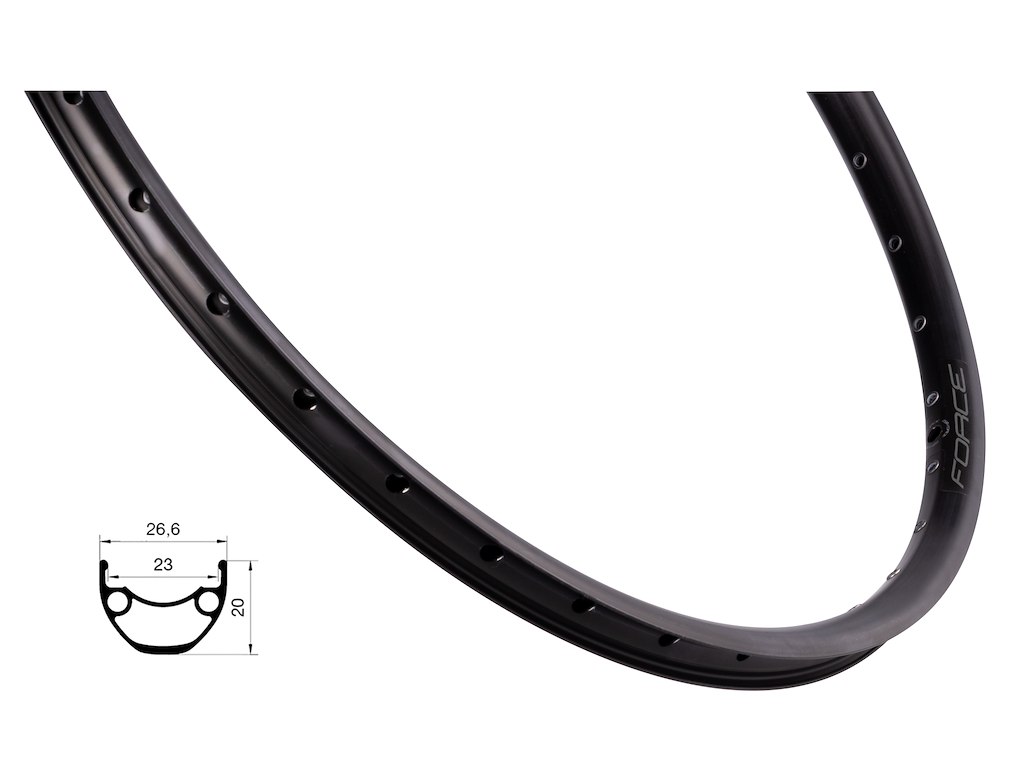 Xc Basic Fælg 26"(559x23) Aluminium 36 Eger Huller   Skivebremse   Sort fra Force