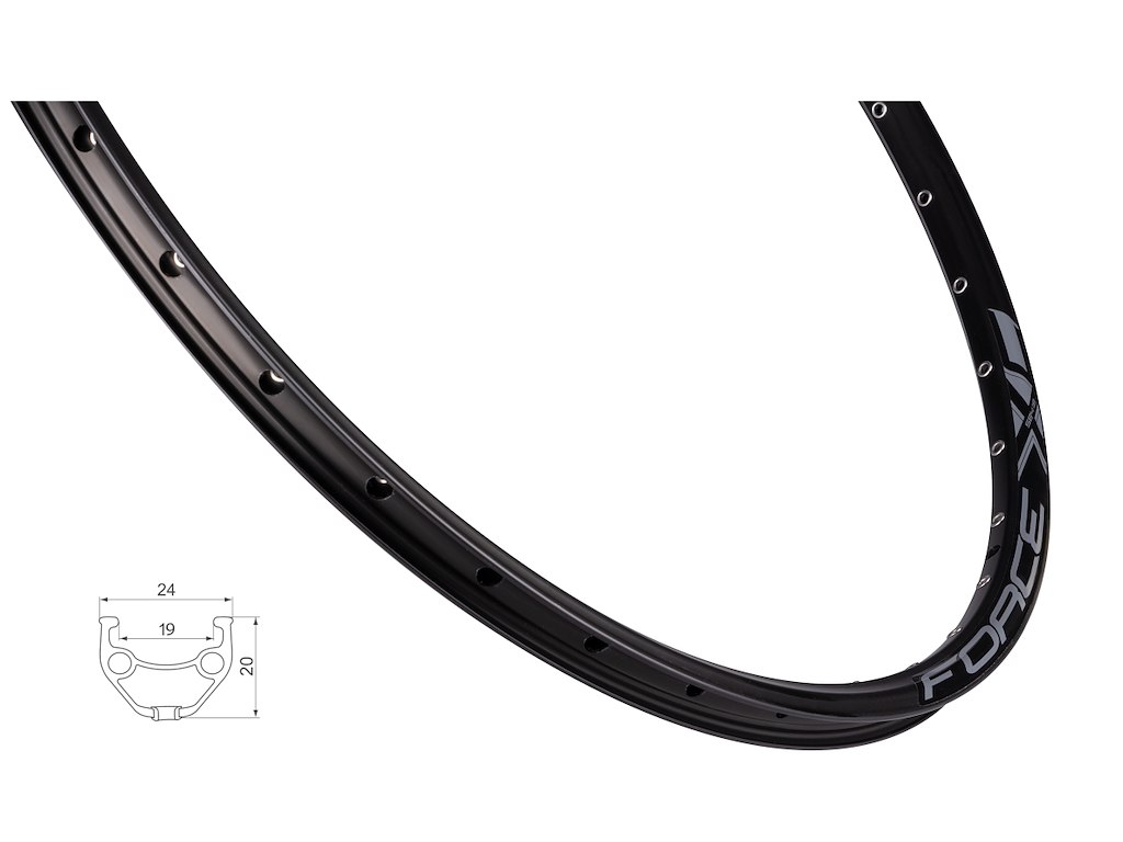 Xc Basic Fælg 27,5"(584x19) Aluminium 36 Eger Huller   Skivebremse   Sort fra Force