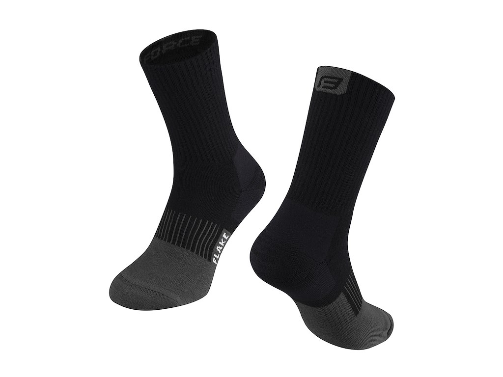 Flake Merino Vinterstrømper Sort Grå (strømpe Str.: 42 47) fra Force