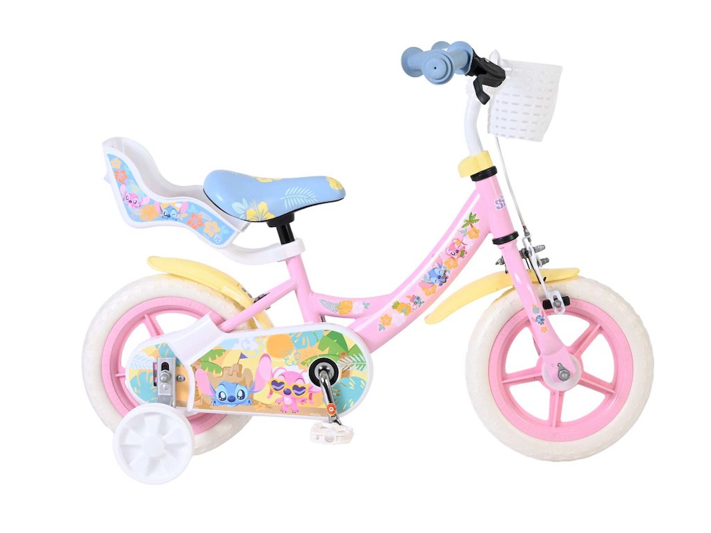 Disney Stitch Børnecykel   12" Med Støttehjul   Lyserød fra Volare