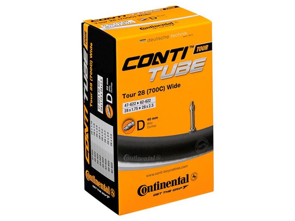 Tour 28 Wide   Cykelslange   Str 700x47 62c (47 62x622)   Dv 40mm fra Continental