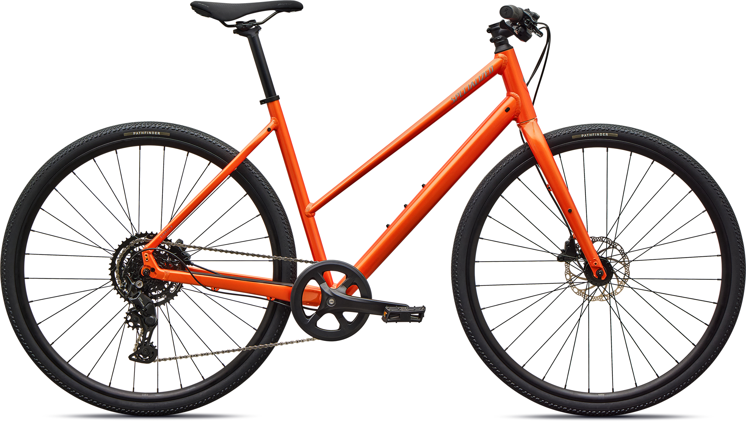 Sirrus X 2.0 Step Through 2027   Gloss Tangerine   Shadow Silver fra Specialized