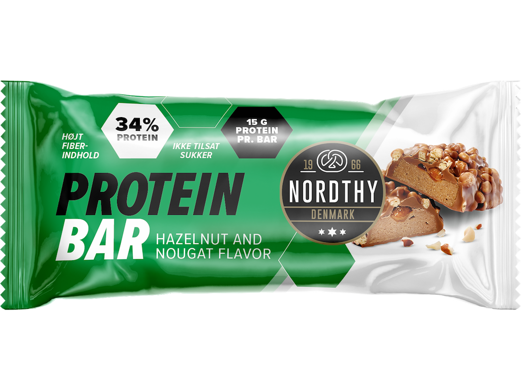 Proteinbar   Hasselnød Nougat   45g fra Nordthy