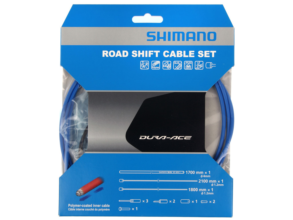 Dura Ace Gearkabelsæt   Road Polymer   For Og Bagskifter Kabel Komplet   Blå fra Shimano