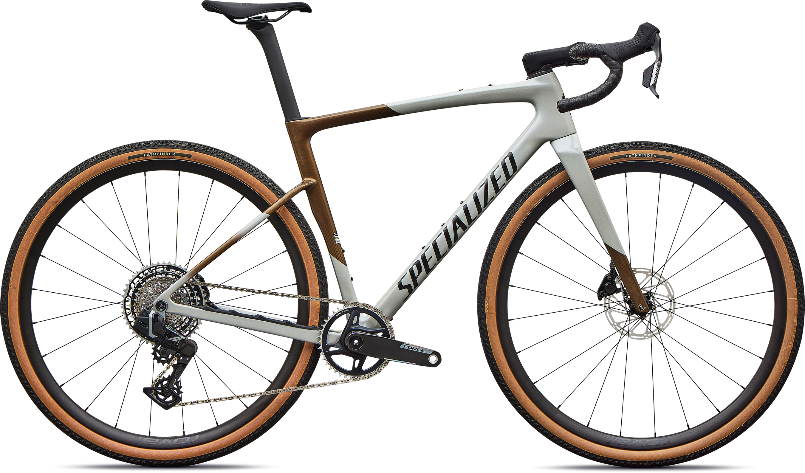 Crux 5 Expert Sram Force Xplr 2027   Burnt Gold Dolomite Metallic Obsidian Metallic fra Specialized