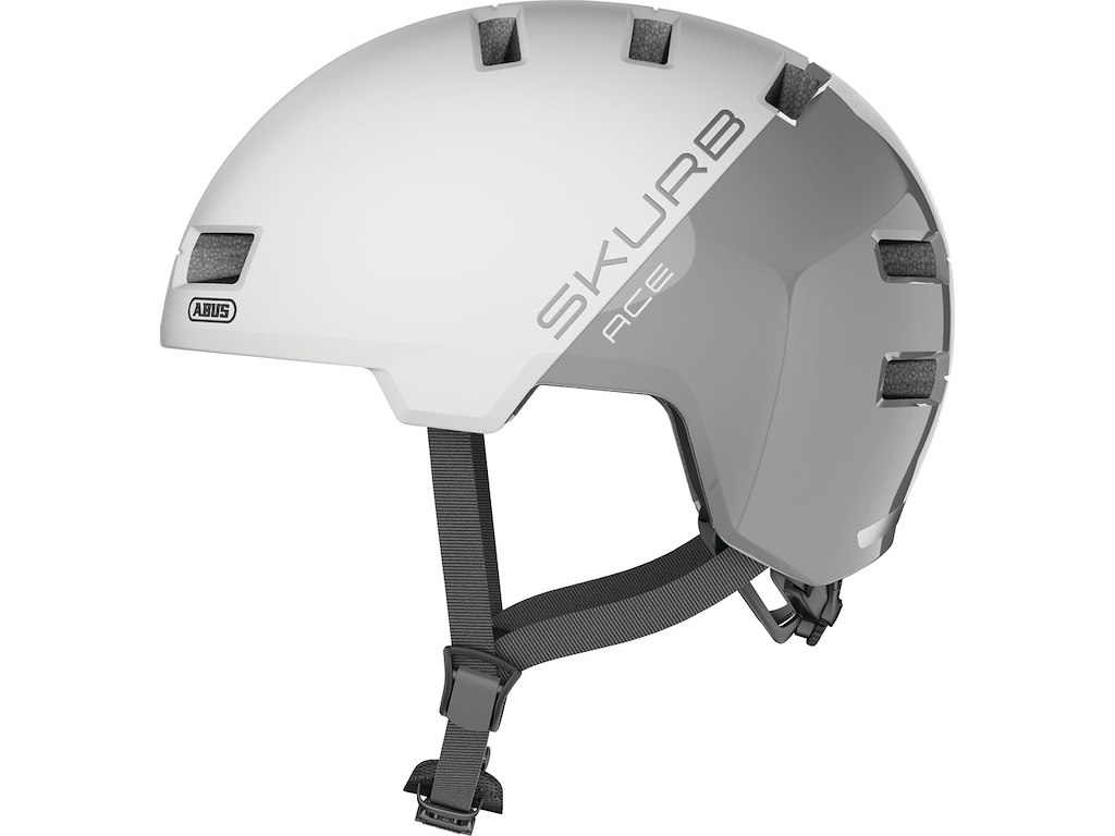 Skurb Ace Skalhjelm Silver White Str.52 56 Cm fra Abus
