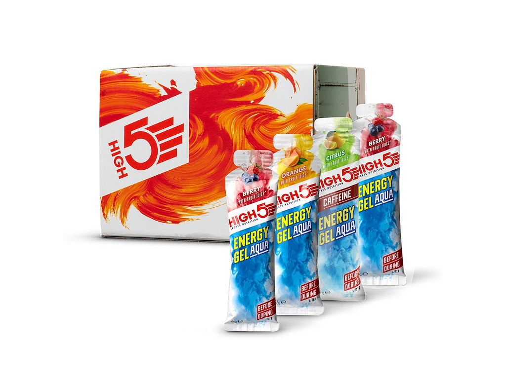 â energyâ aquaâ gelsâ mixedâ boksâ medâ 18â stk.â energyâ aquaâ gels 6 X Berry, 6 X Orange 6 X Citrus Caff fra High5