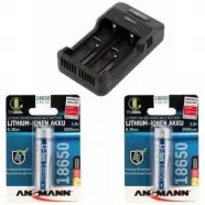 Genopladelig Pakke Med Li Ion Ni Mh Lader Og 2 X   18650 2600 Mah Batterier fra Ansmann