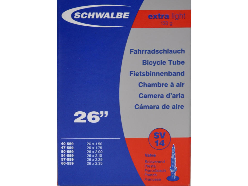 Slange 26 X 1,50 2,35 X Light Med Racer Ventil Sv14 fra Schwalbe