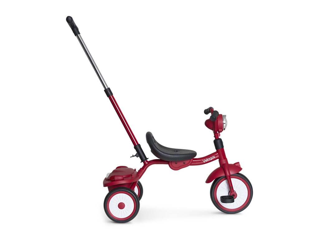 Tricycle With Push Handle Red fra Velogo