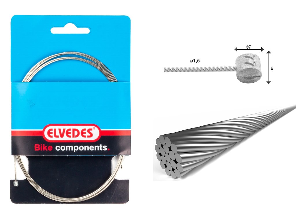 Bremsewire 1ã19 ø1,5 5000mm ø7ã6mm fra Elvedes