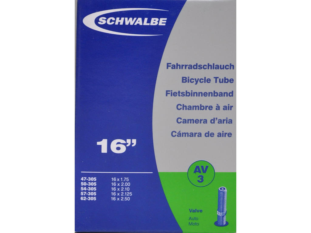 Slange 16 X 1,75 2,50 Med Auto Ventil Av3 fra Schwalbe