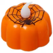 Halloween Græskar Med Edderkoppespind 4,5 Cm Led Lys   Led Lys fra Muto