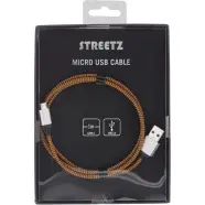 Usb Cable Fabric Coated Type A M Type Micro B 1m Orange   Ledning fra Streetz