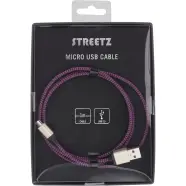 Usb Sync Charger Cable Cloth Covered Usb A Usb Microb 1m Lilla   Ledning fra Streetz