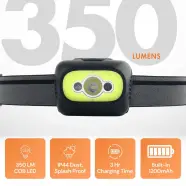 Prolite Rechargeable Headlamp   350 Lumen   Pandelampe fra Uniross