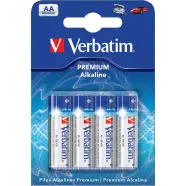 Batteries, Aa (lr06), 4 Pack, Alkaline, 1.5 V fra Verbatim